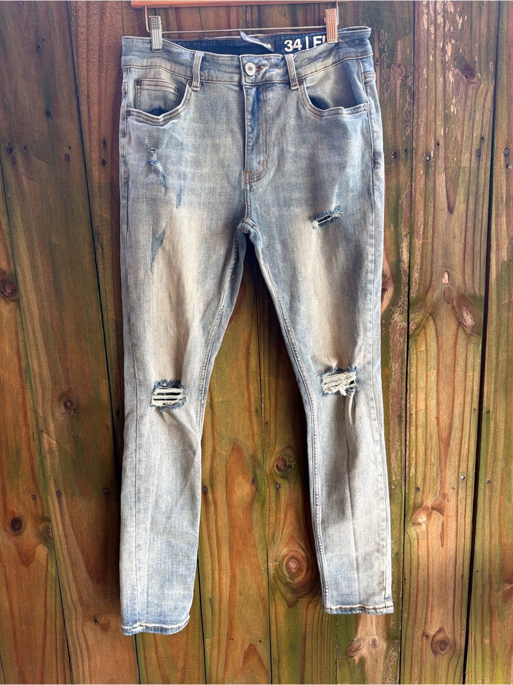 Serenede Slim Skinny Distressed Light Blue Men’s Jeans